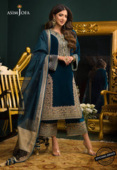 Swagiwear 3PC Velvet Heavy Embroidered Shirt With Organza Dupatta