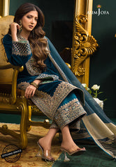 Swagiwear 3PC Velvet Heavy Embroidered Shirt With Organza Dupatta