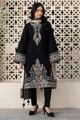 Swagiwear JAZMIN - 3PC DHANAK EMBROIDERED SHIRT WITH DHANAK EMBROIDERED SHAWL AND TROUSER -
