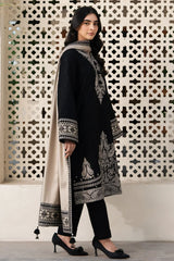 Swagiwear JAZMIN - 3PC DHANAK EMBROIDERED SHIRT WITH DHANAK EMBROIDERED SHAWL AND TROUSER -