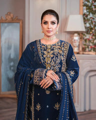 Swagiwear Winter Unstitched 3PCs Embroidered Velvet With Embroidered Chiffon Dupatta