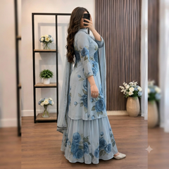 SwagiWear - 3 piece Lawn frock style Printed suit - Sw1478