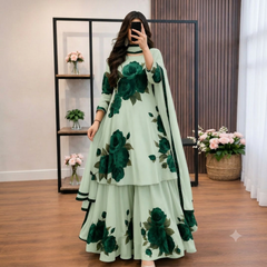 SwagiWear - 3 piece Lawn frock style Printed suit - Sw1481