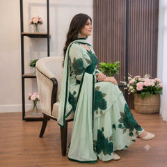 SwagiWear - 3 piece Lawn frock style Printed suit - Sw1481