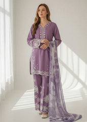 SwagiWear - Unstitched Luxury Lawn Heavy Embroidered 3PC Suit - Sw1342