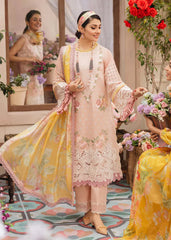 Swagiwear MUSHQ 3PC EMBROIDERED LAWN SUIT WITH PRINTED SILK DUPATTA.