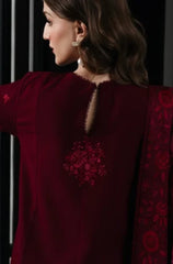 Zaib - 3PC Dhanak Embroidered Shirt With Wool Printed Dupatta and Trouser - Sw1554