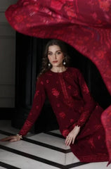 Zaib - 3PC Dhanak Embroidered Shirt With Wool Printed Dupatta and Trouser - Sw1554
