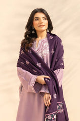 3PC Dhanak Embroidered Shirt With Wool Embroidered Dupatta and Trouser - Sw1512