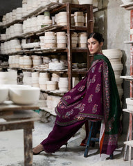 Hussain rehar - Winter 3PC Dhanak Embroidered Suit - Sw1505