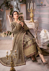 Swagiwear Asim Jofa - Velvet Dress with Pure Chiffon Embroidered Dupatta -