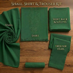 Premium Emerald Green 3-Piece Unstitched Suit with MaTching Shawl - Sw1518