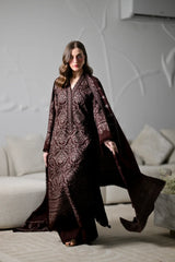 ZAIB - Winter 3PC Dhanak Embroidered Suit - zab1557