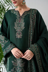 SwagiWear - Winter 3PC Dhanak Embroidered Suit - Sw1536