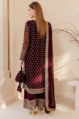 Swagiwear Winter Unstitched 3PCs Embroidered Velvet Dress With Embroidered Organza Dupatta