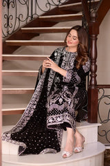 ANEELAS - 9000 PURE MICRO VELVET HEAVY EMBROIDERED SUIT - Sw999