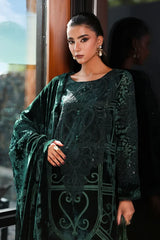 MARIA B - Luxury Velvet with heavy embroidered spangle work Velvet Shawl - Sw998