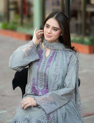 Swagiwear Mushq - 3PC Dhanak ChickenKari Embroidered Suit -