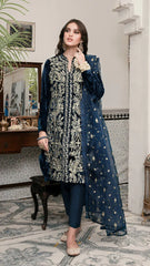 Swagiwear Jazmin - Embroidered Velvet 3-Piece Dress -