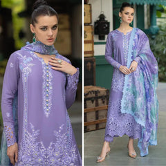 Swagiwear Mushaq - 3PC Chickan Kari Embroidered Lawn Suit.