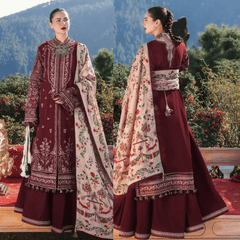 Swagiwear Hussain Rehar - 3PC Dhanak Chickenkari Embroidered Suit -