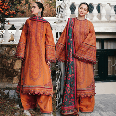 Swagiwear Hussain Rehar - 3PC Dhanak Chickenkari Embroidered Suit -