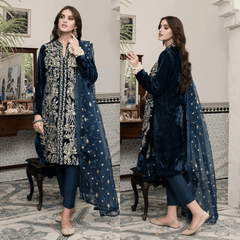 Swagiwear Jazmin - Embroidered Velvet 3-Piece Dress -