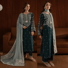 Swagiwear Azure - 3PC Lawn Embroidered Suit -