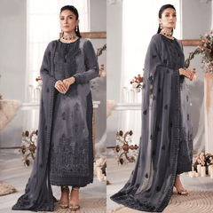 Swagiwear Asim Jofa - Velvet Dress with Pure Chiffon Embroidered Dupatta -