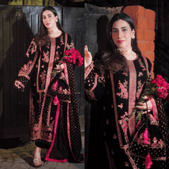Swagiwear Maria B - Velvet Dress with Embroidered Dupatta -