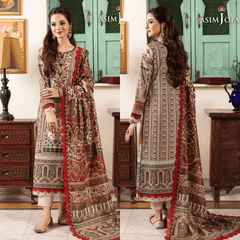 Swagiwear Asim Jofa - Winter 3PC Karandi Digital Print Dress -
