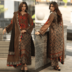 Swagiwear Asim Jofa - Winter 3PC Karandi Digital Print Dress -