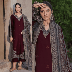 Swagiwear JAZMIN Dhanak Embroidered with Printed wool shawl -