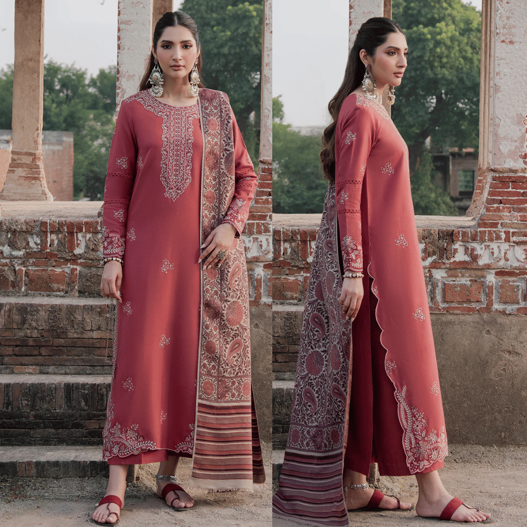 Swagiwear izel - Winter 3PC Dhanak Embroidered Suit -