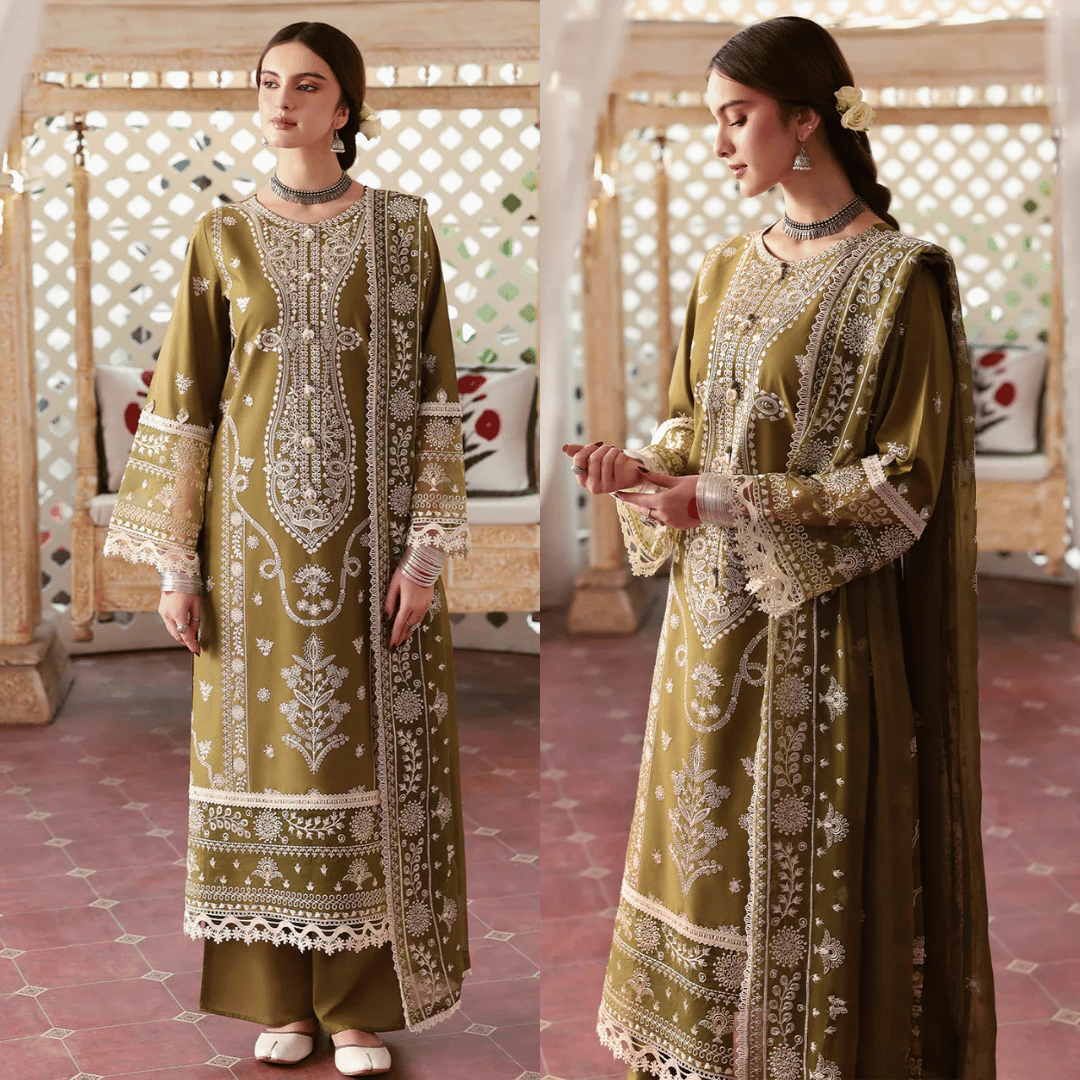 Swagiwear Jade - Winter 3PC Dhanak Embroidered Suit -
