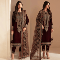 Swagiwear Jazmin - Embroidered Velvet 3-Piece Dress -