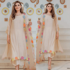 Swagiwear ZAB - 3PC (Unstitched) Lawn Embroidered Shirt With Embroidered Organza Dupatta -