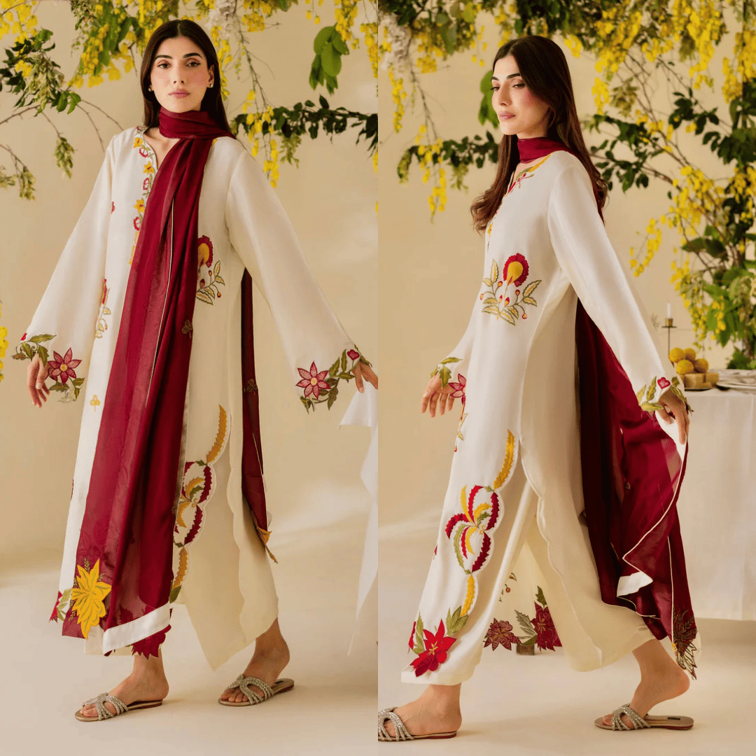 Swagiwear Nisa, unstitched 3 piece embroidered summer suit