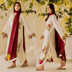 Swagiwear Nisa, unstitched 3 piece embroidered summer suit