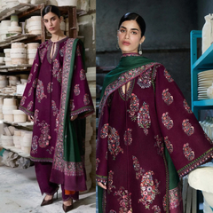 Hussain rehar - Winter 3PC Dhanak Embroidered Suit - Sw1505