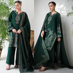 SwagiWear - Winter 3PC Dhanak Embroidered Suit - Sw1536