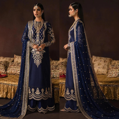 AFROZEH - Velvet (9000) embroidery suit Net Embroidered dupatta - Sw996