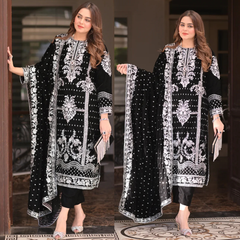 ANEELAS - 9000 PURE MICRO VELVET HEAVY EMBROIDERED SUIT - Sw999