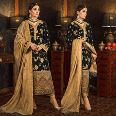 Swagiwear Velvet Heavy Embroidered Shirt With Organza Heavy Embroidered Dupatta -