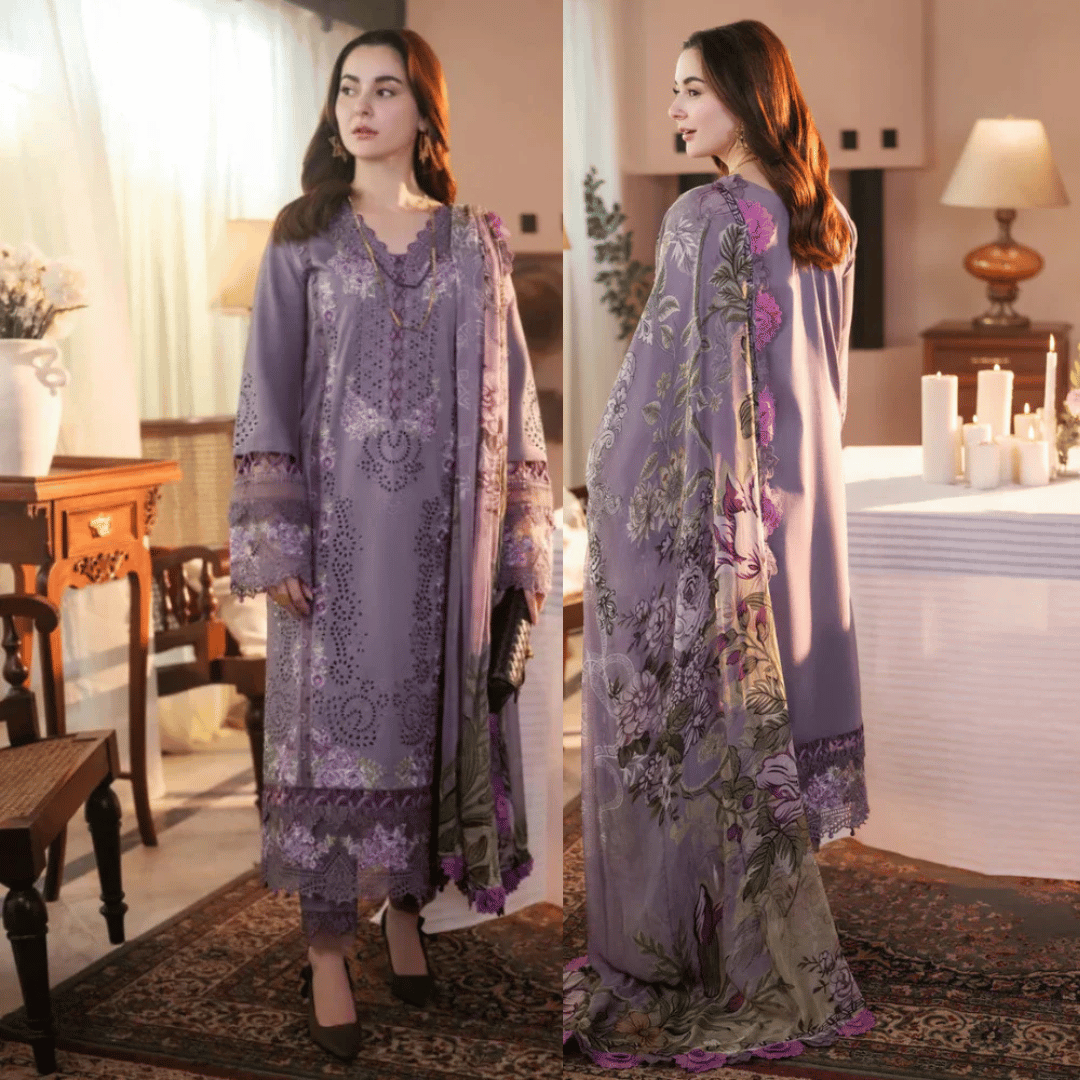 Swagiwear Jade - 3PC Lawn Chickenkari Embroidered Suit -