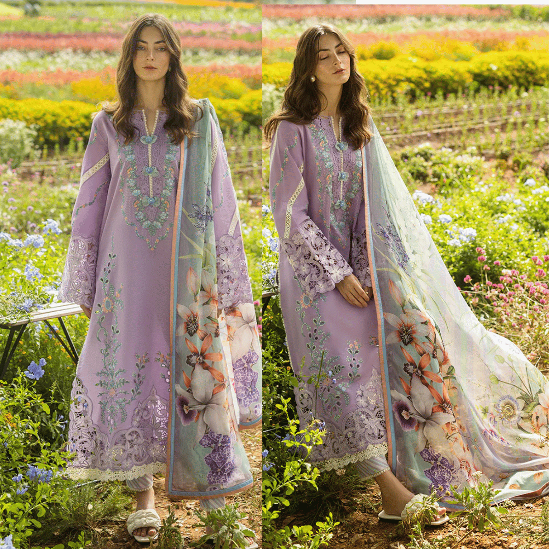 Swagiwear Maria B - 3PC Lawn Chickenkari Embroidered Suit -