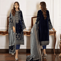 Swagiwear Baroque- Winter 3PC Velvet Embroidered Suit -