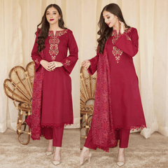 Swagiwear Asling - Winter 3PC Dhanak Embroidered Suit -