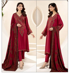 Swagiwear /2 3PC Khaddar Embroidered Suit with Printed Wool Shawl
