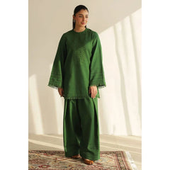 Premium Emerald Green 3-Piece Unstitched Suit with MaTching Shawl - Sw1518